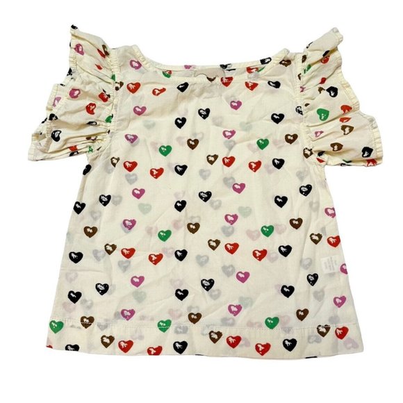 Peek Other - Peek Heart Print Ruffle Top Size 4/5